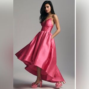 Hutch Sabrina Strapleaa V-Neck Pleatwd High-low Gown NWT